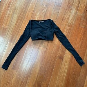 Princess Polly Black Long Sleeve Crop Top